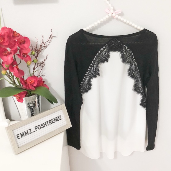 Sandro Tetu Lace Trim Linen Tee Size 2/Medium - Picture 6 of 6